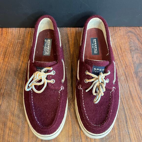 Sperry Top-Sider Wool Men's Size 10 M Bahama Boat Shoes Burgundy - Picture 9 of 10